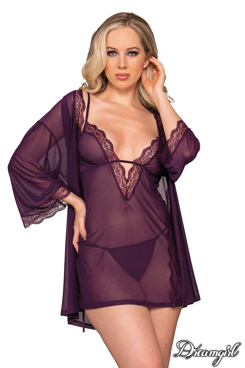 Babydoll with Mesh Robe Dreamgirl International - Boutique Séduction