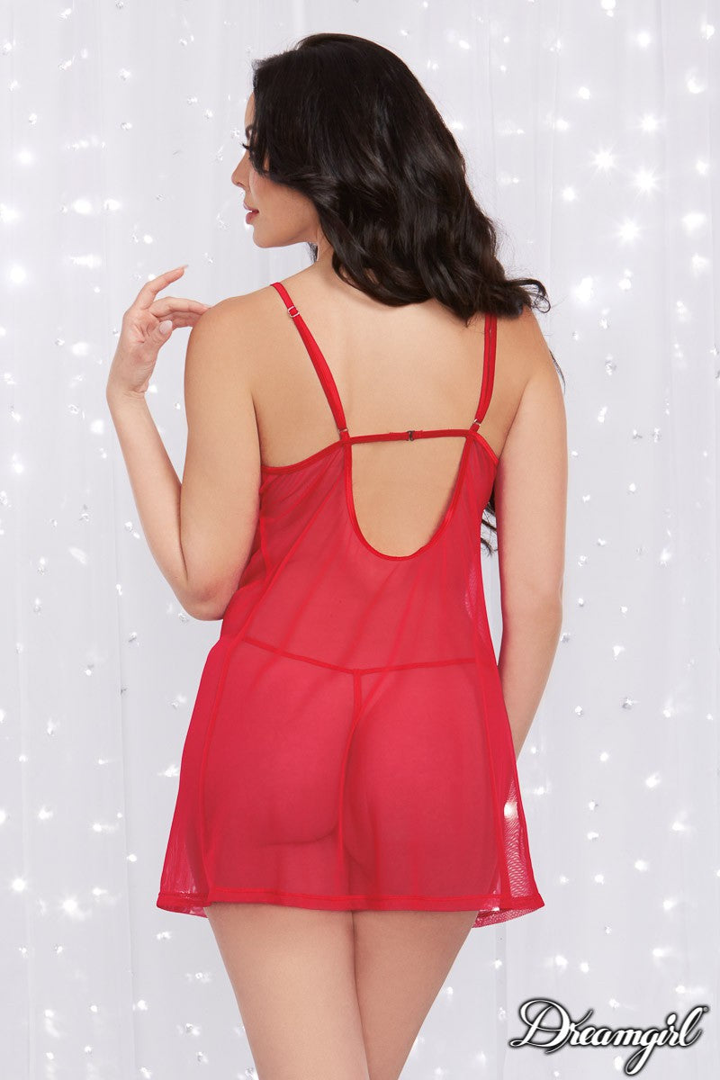 Babydoll with Mesh Robe Dreamgirl International - Boutique Séduction