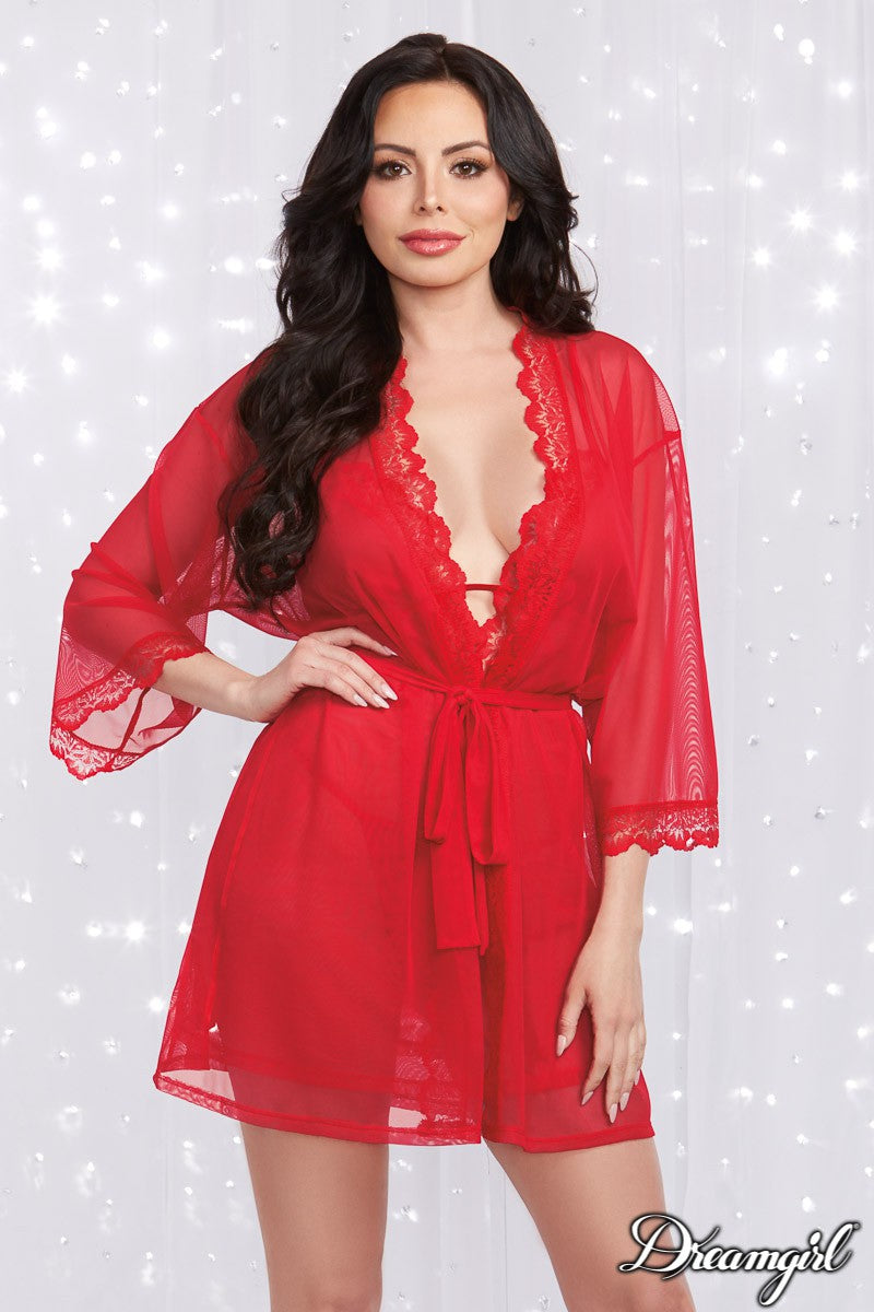 Babydoll with Mesh Robe Dreamgirl International - Boutique Séduction