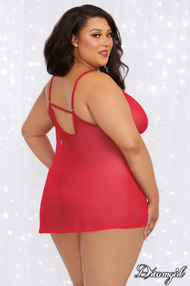 Babydoll with Mesh Robe Dreamgirl International - Boutique Séduction