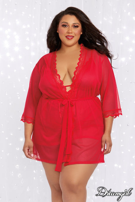 Babydoll with Mesh Robe Dreamgirl International - Boutique Séduction