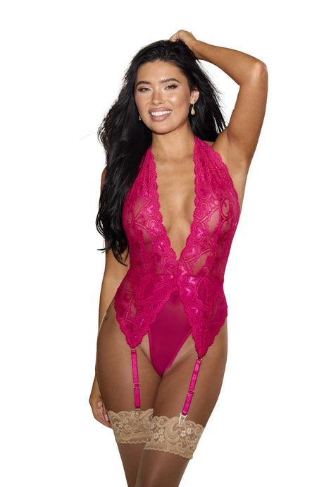 Sexy Heart Stretch Lace Garter Teddy Shirley Of Hollywood - Boutique Séduction