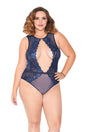 Deep V Halter Lace Teddy Glitter - Boutique Séduction