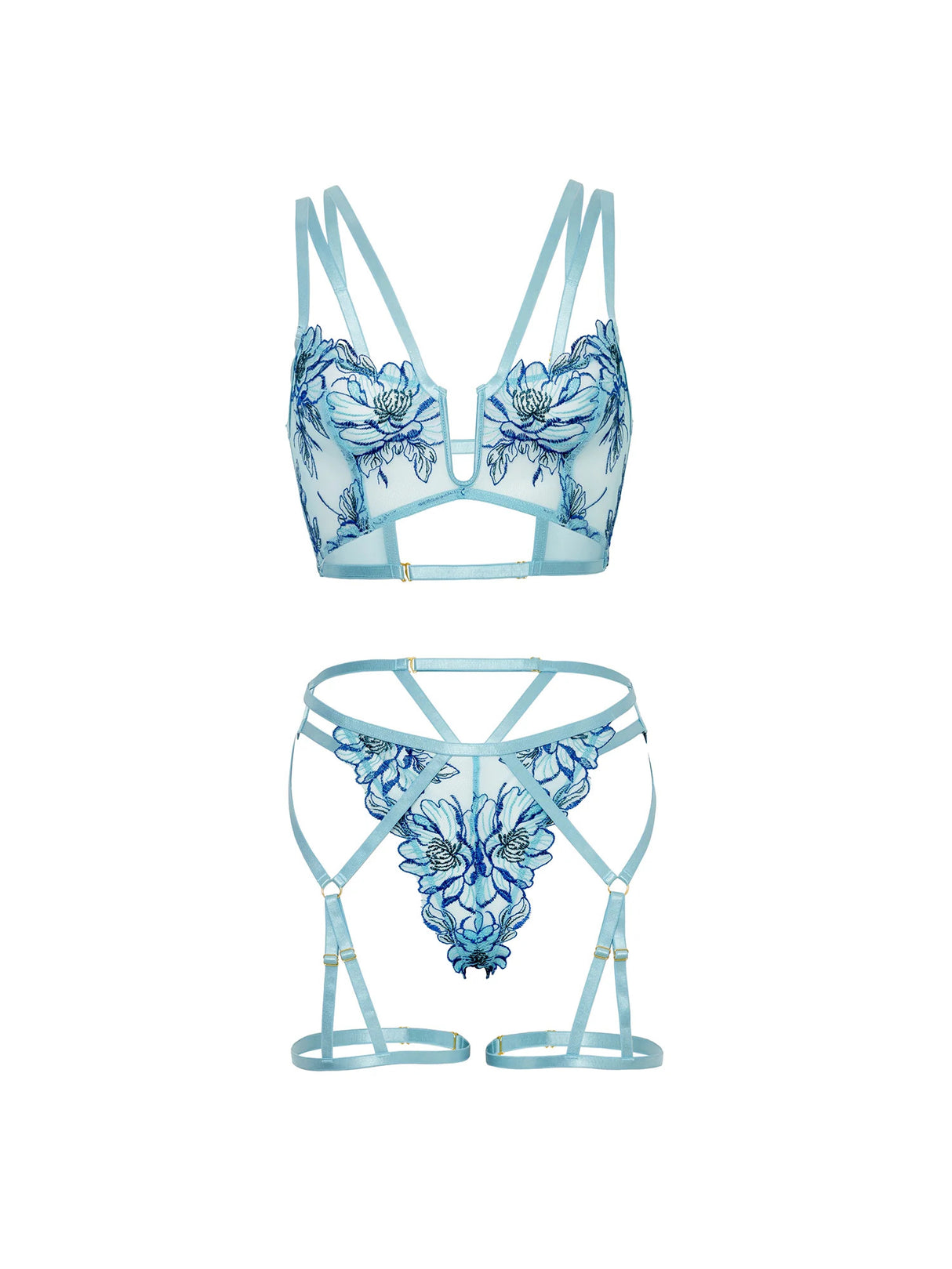 Emilia Ensemble Brodé à Bretelles 2Pc