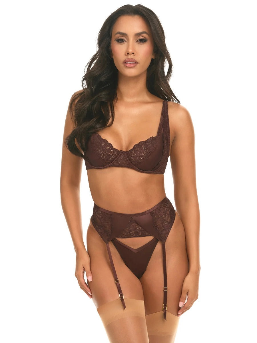 Adeline Satin & Lace 3Pc Set Oh La La Cheri - Boutique Séduction