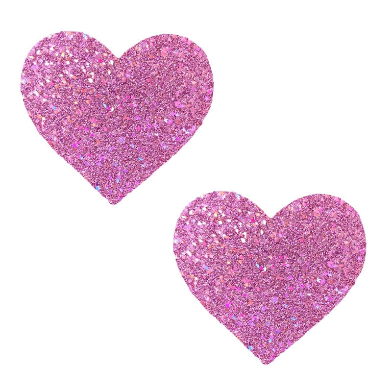 Pasties (2) - Neva Nude - Purple & Pink Iridescent Glitter Heart Neva Nude - Boutique Séduction