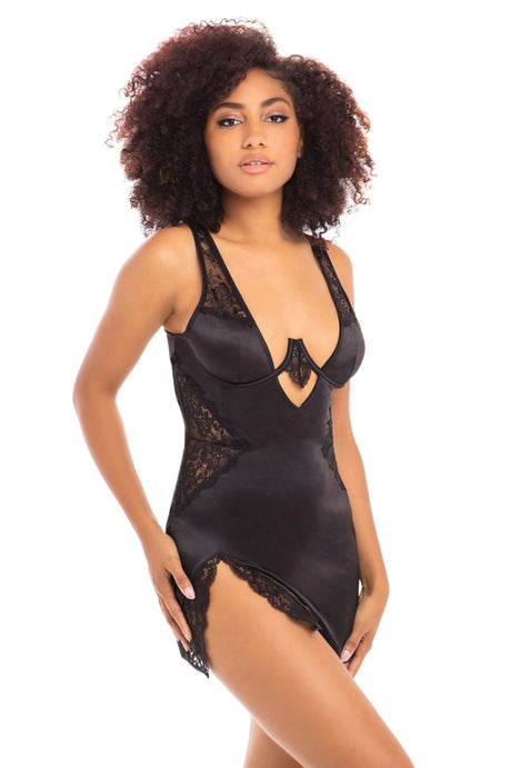 Allegra Satin and Lace Babydoll Oh La La Cheri - Boutique Séduction