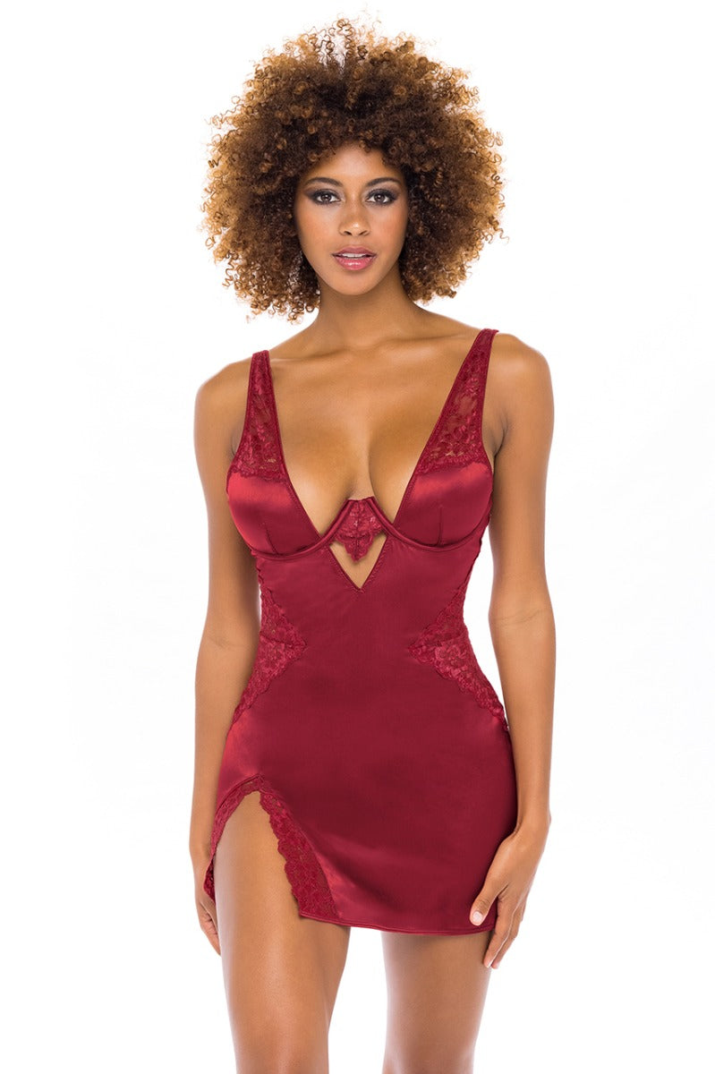 Allegra Satin and Lace Babydoll Oh La La Cheri - Boutique Séduction