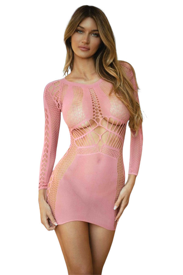Love like Crazy Long Sleeve Fishnet Dress Killer Legs - Boutique Séduction