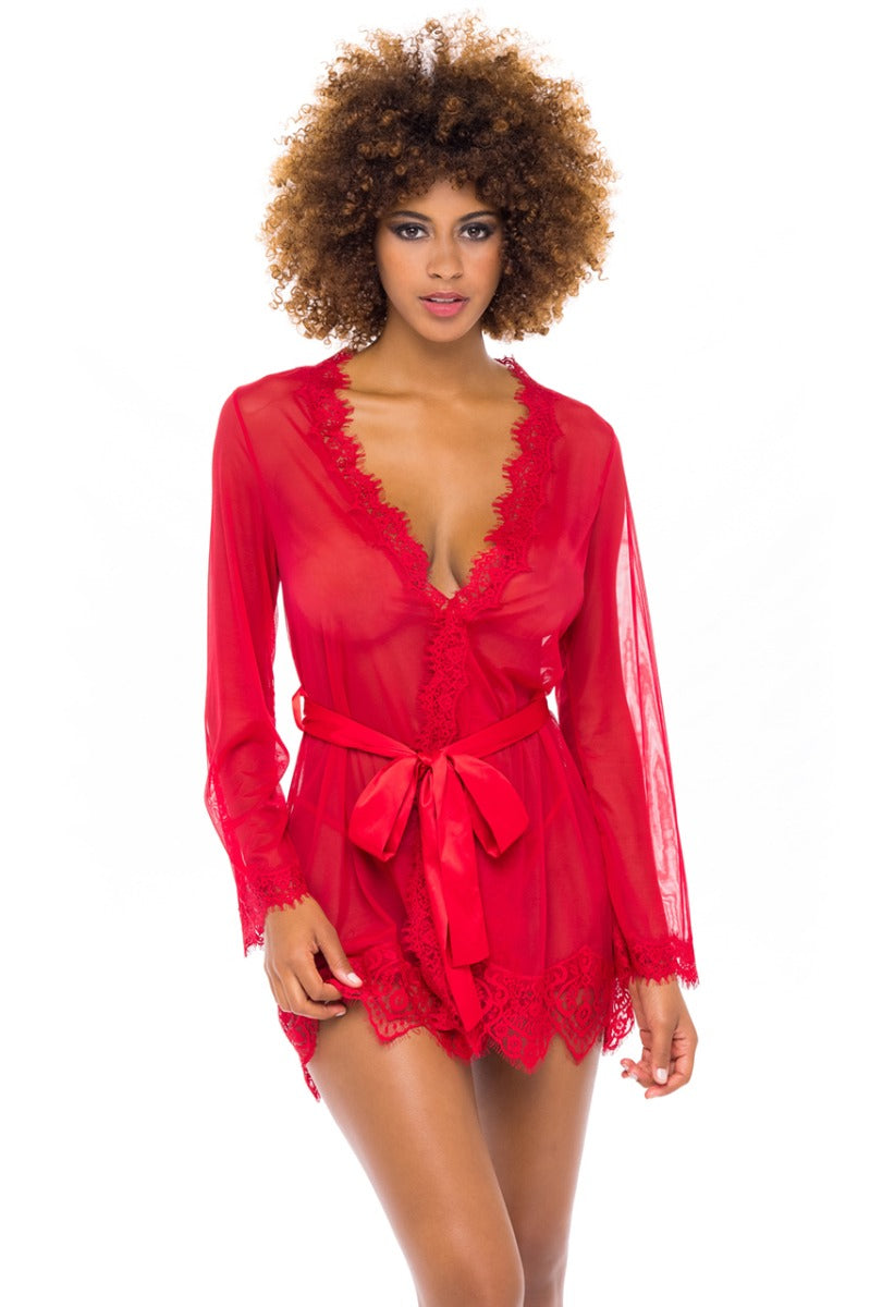 Provence Sheer Mesh & Lace Robe Oh La La Cheri - Boutique Séduction