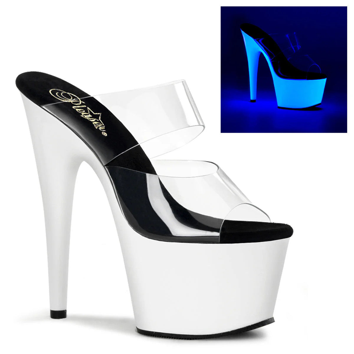 Platform Sandals Adore UV Blacklight 7" Heel Pleaser Shoes - Boutique Séduction