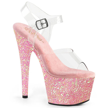 Iridescent Glitter Sandal 7" Heel Pleaser Shoes - Boutique Séduction