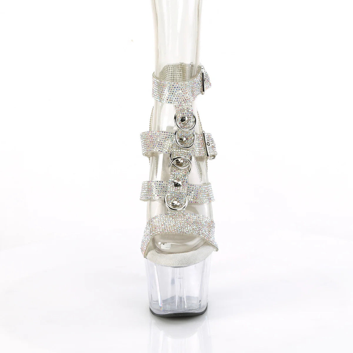 Pleaser Shoes - Rhinestone Strappy T-Strap Sandal 7" Heel - Boutique Séduction