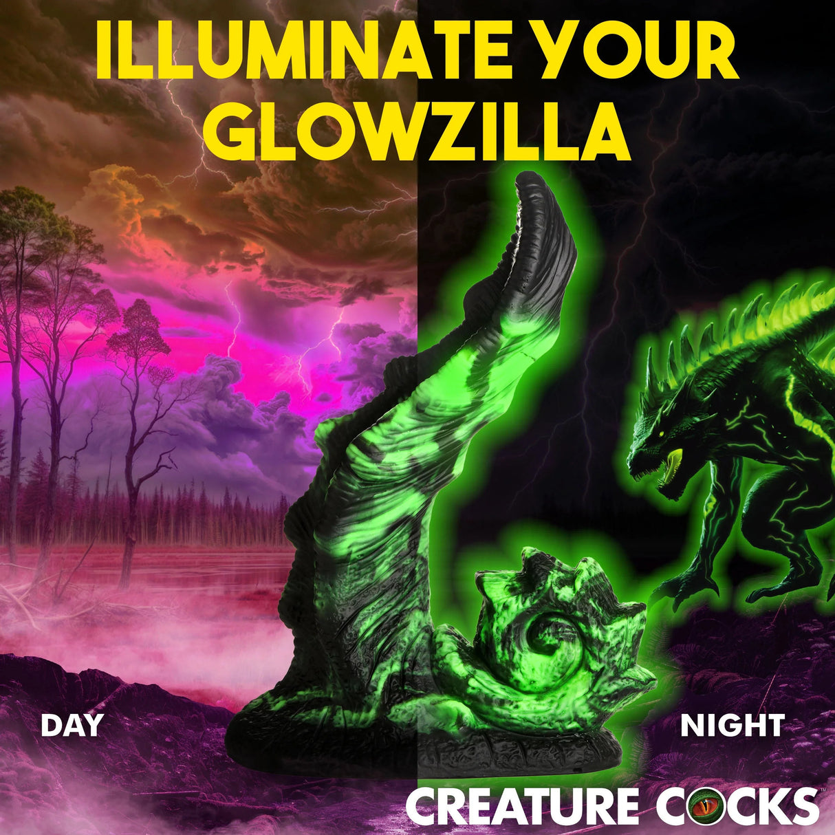 Glowzilla Dildo Glow-in-the-Dark