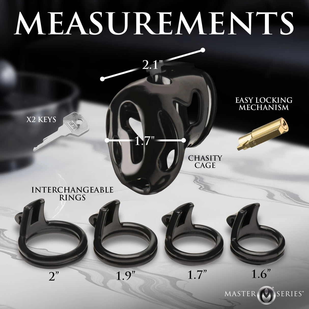 Master Series - Hard Stop Double Ring Chastity Cage - Boutique Séduction