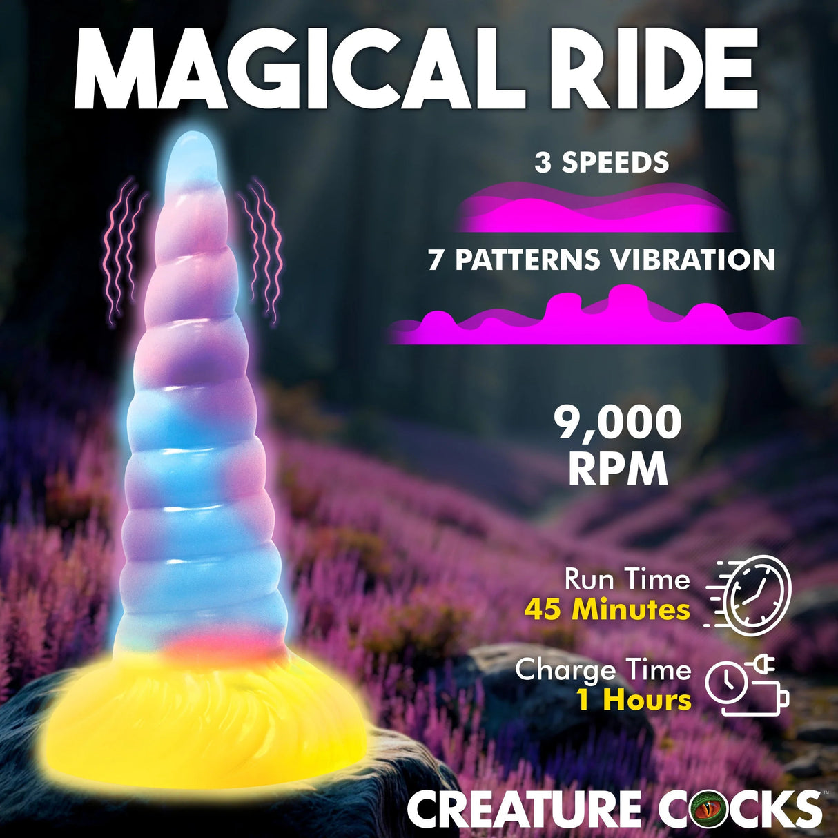 Unicorn Glow-in-the-Dark Vibrating Dildo