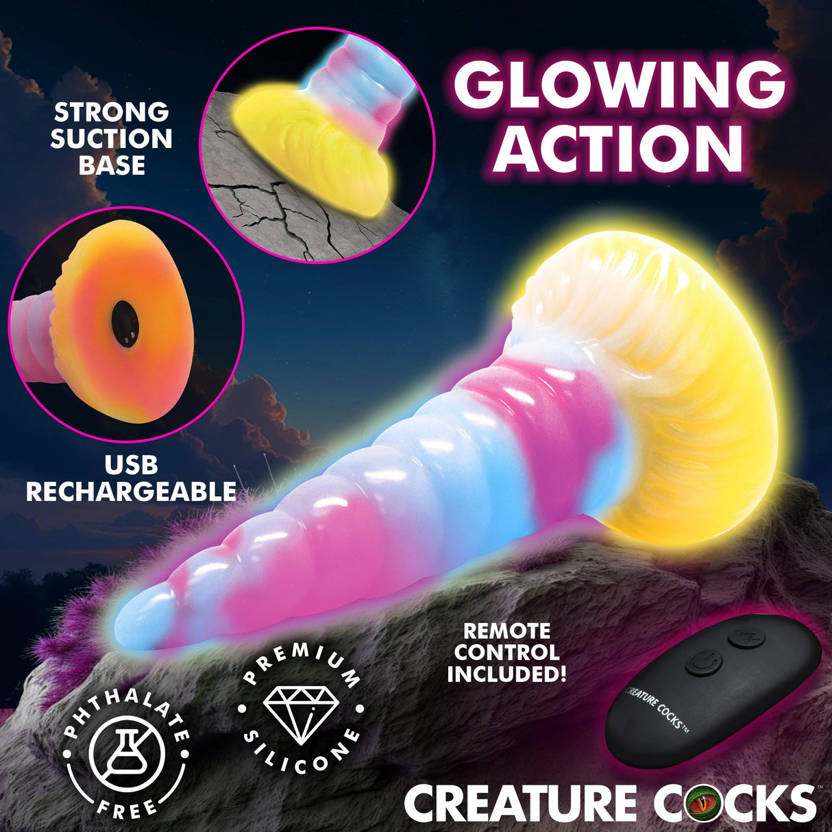 Unicorn Glow-in-the-Dark Vibrating Dildo