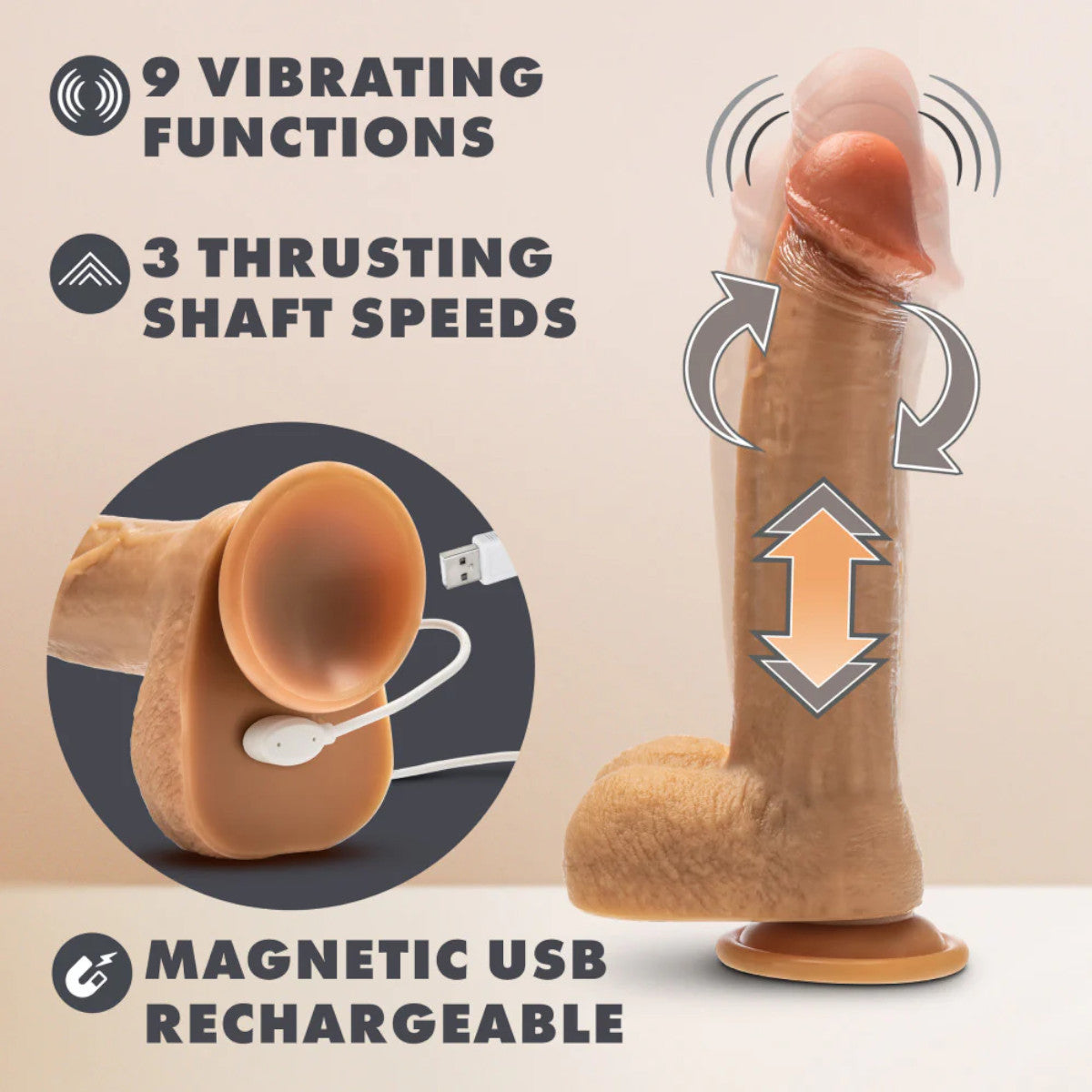 Dr. Skin - Dr. Phillips 8.5in Vibrating & Thrusting Dildo - Boutique Séduction