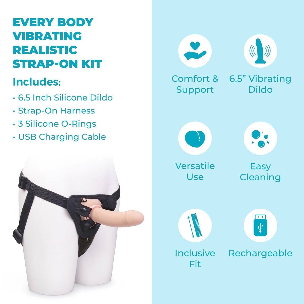 Ensemble de Strap-On Dildo Réaliste Vibrant