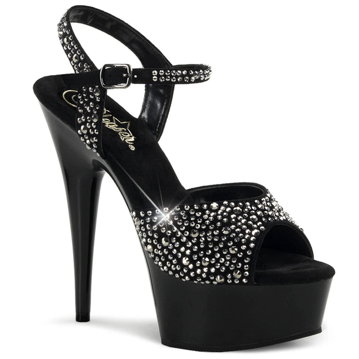 Pleaser Shoes - Peep Toe Sandal with Rhinestone 6" Heel - Boutique Séduction