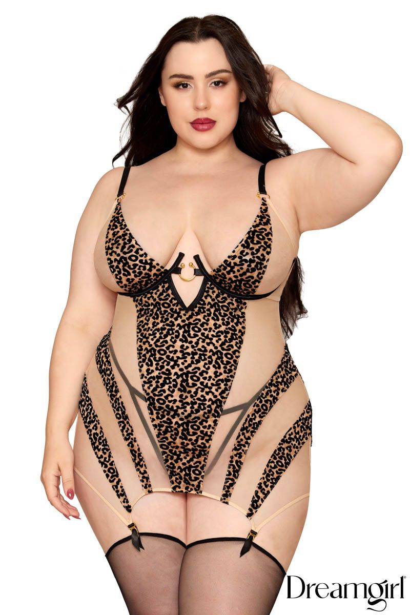 Leopard Garter Slip Dreamgirl International - Boutique Séduction