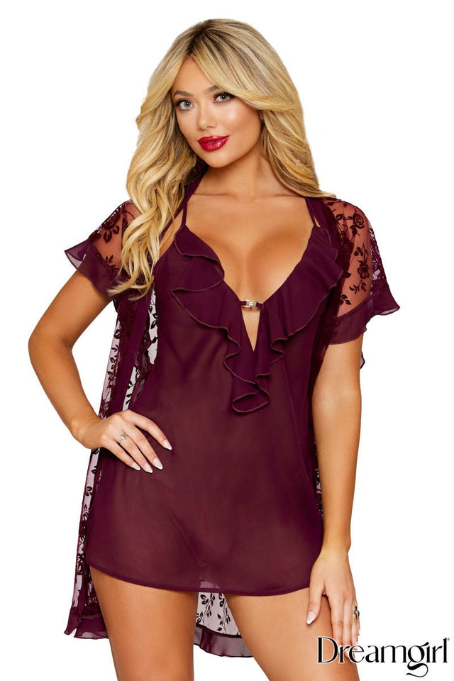 2Pc Floral Robe Dreamgirl International - Boutique Séduction