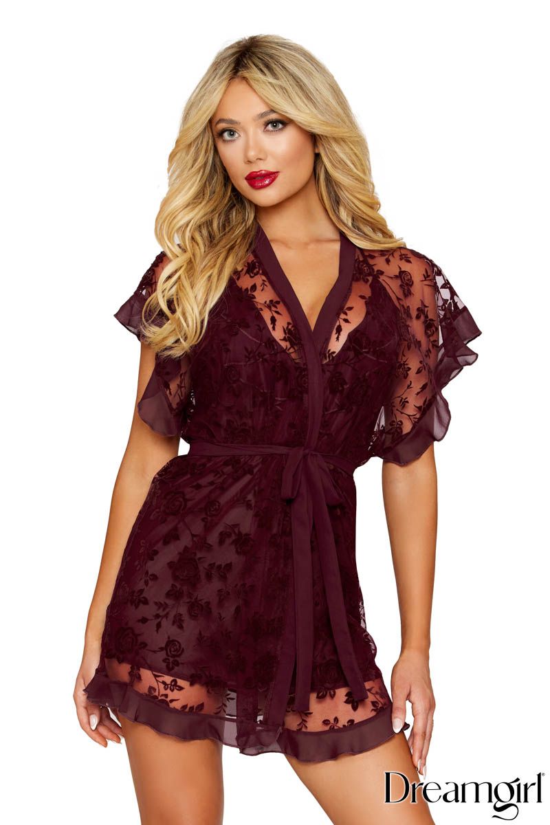 2Pc Floral Robe Dreamgirl International - Boutique Séduction