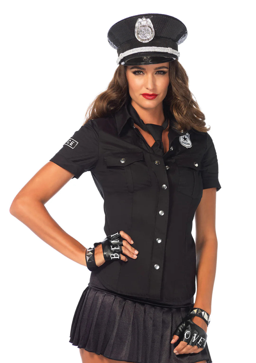 Leg Avenue - Police Shirt with Badge Accents and Tie - Boutique Séduction
