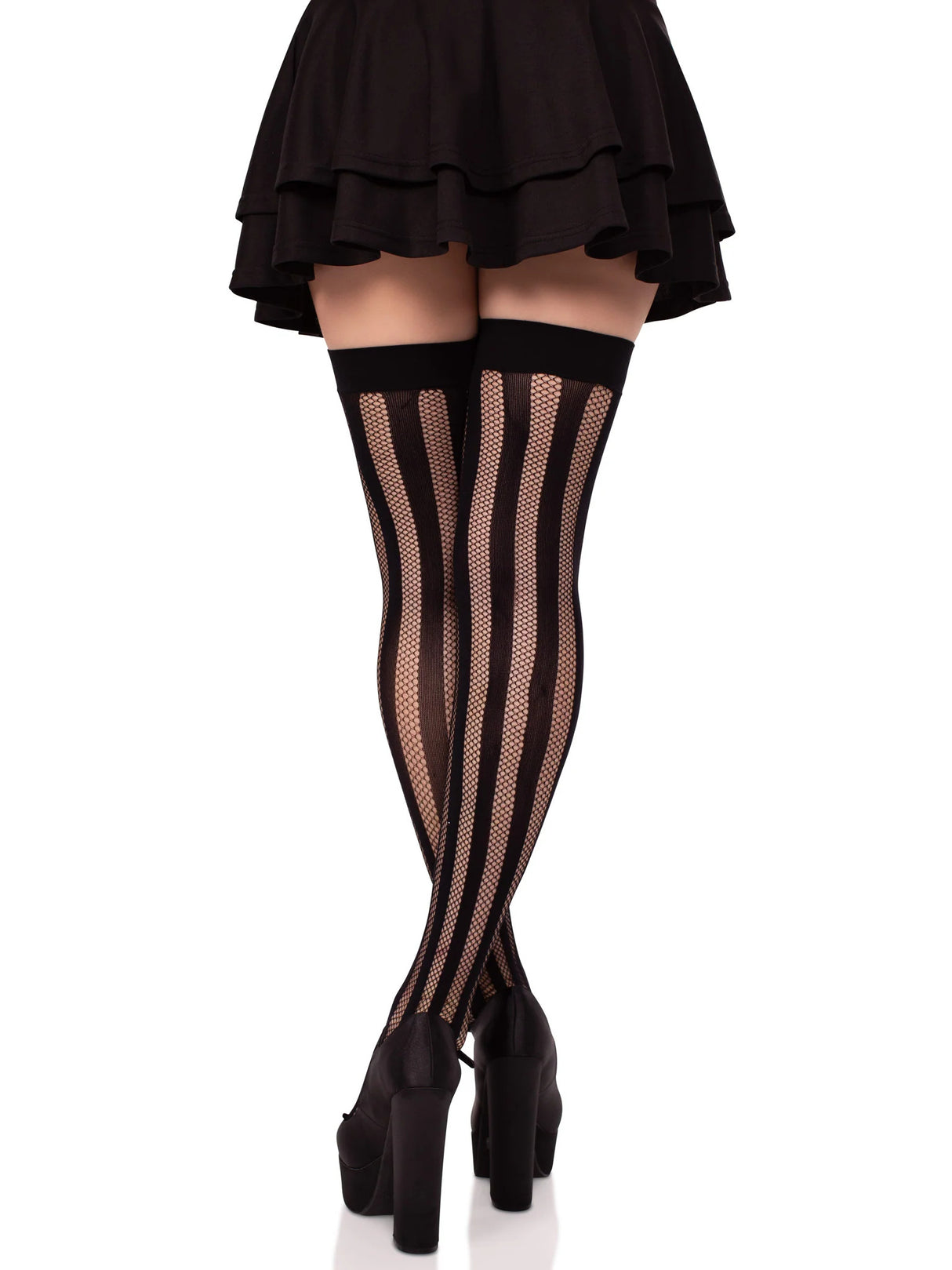 Krya Striped Net Thigh Highs Leg Avenue - Boutique Séduction