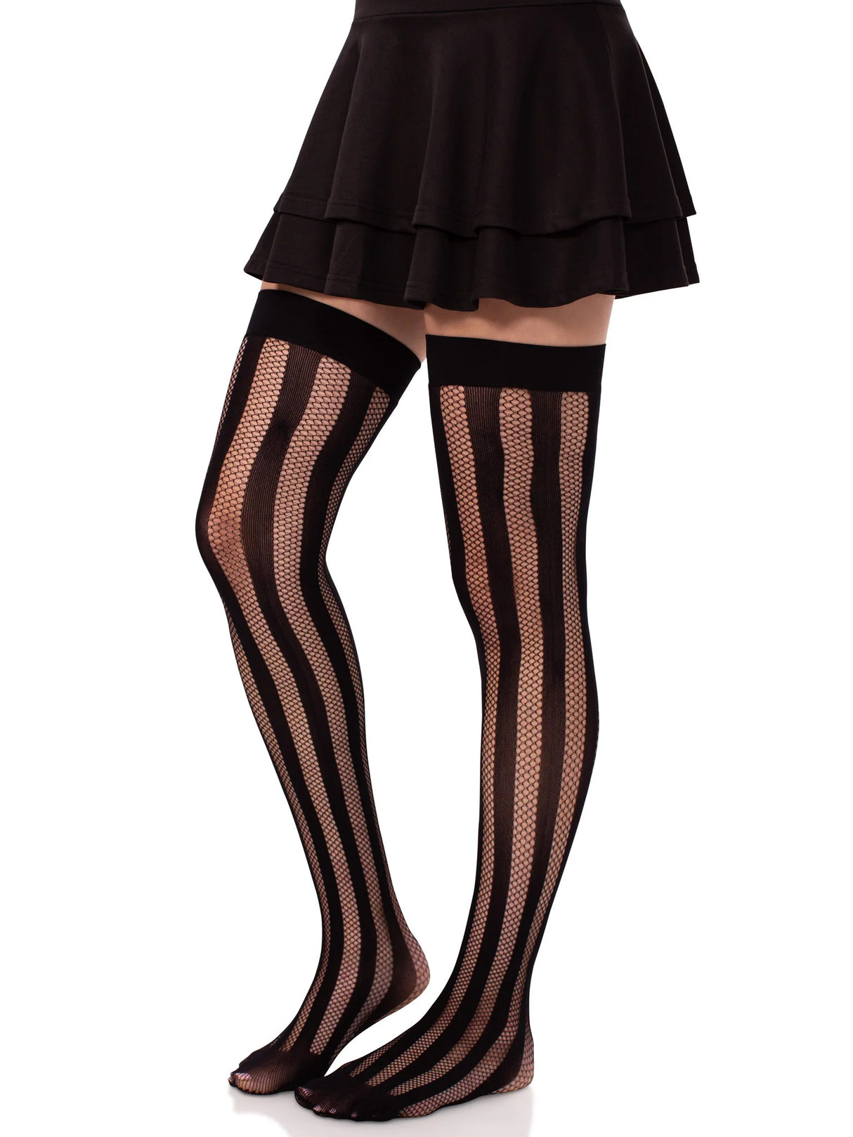 Krya Striped Net Thigh Highs Leg Avenue - Boutique Séduction