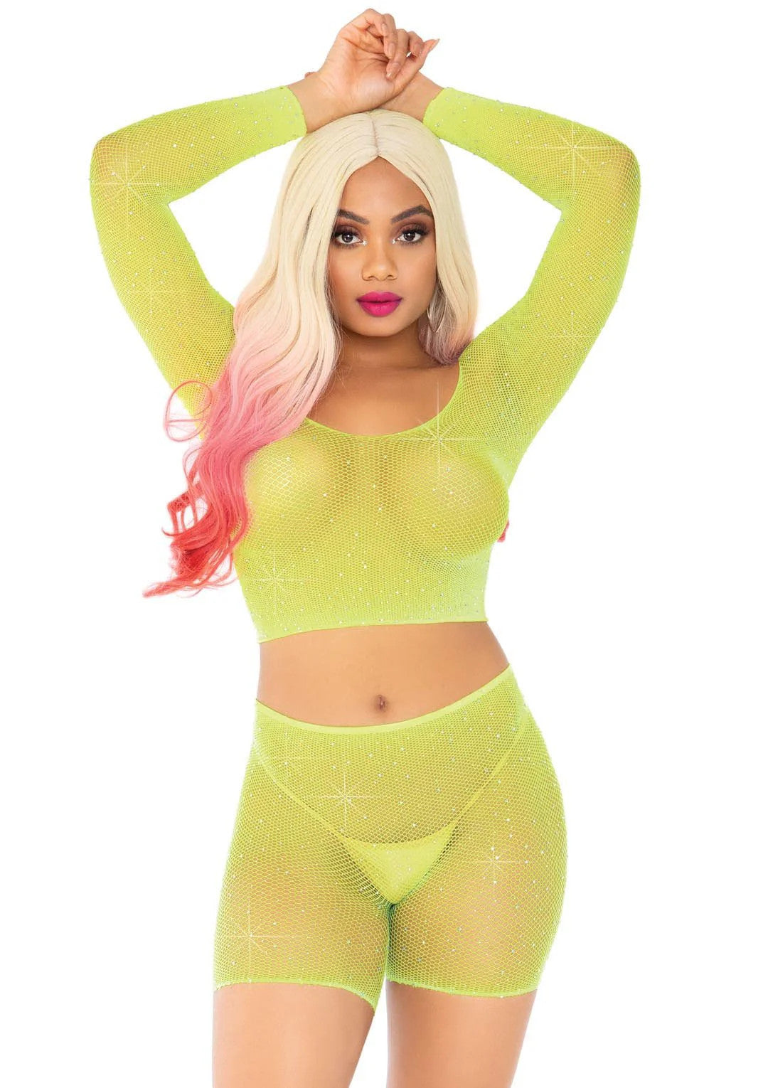Leg Avenue - Good Vibes Fishnet 2Pc Set - Boutique Séduction