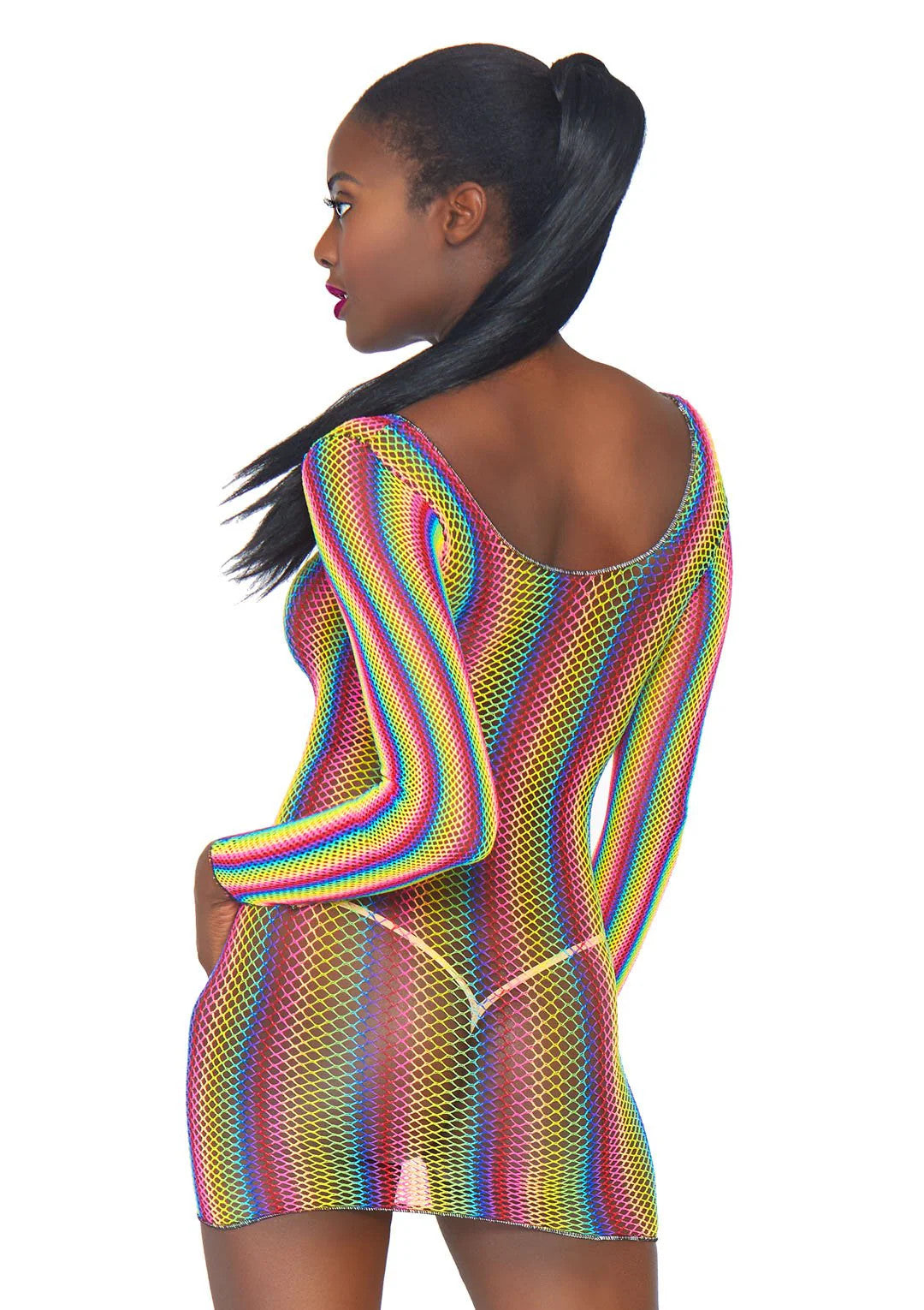 Not Sorry Rainbow Net Dress Leg Avenue - Boutique Séduction