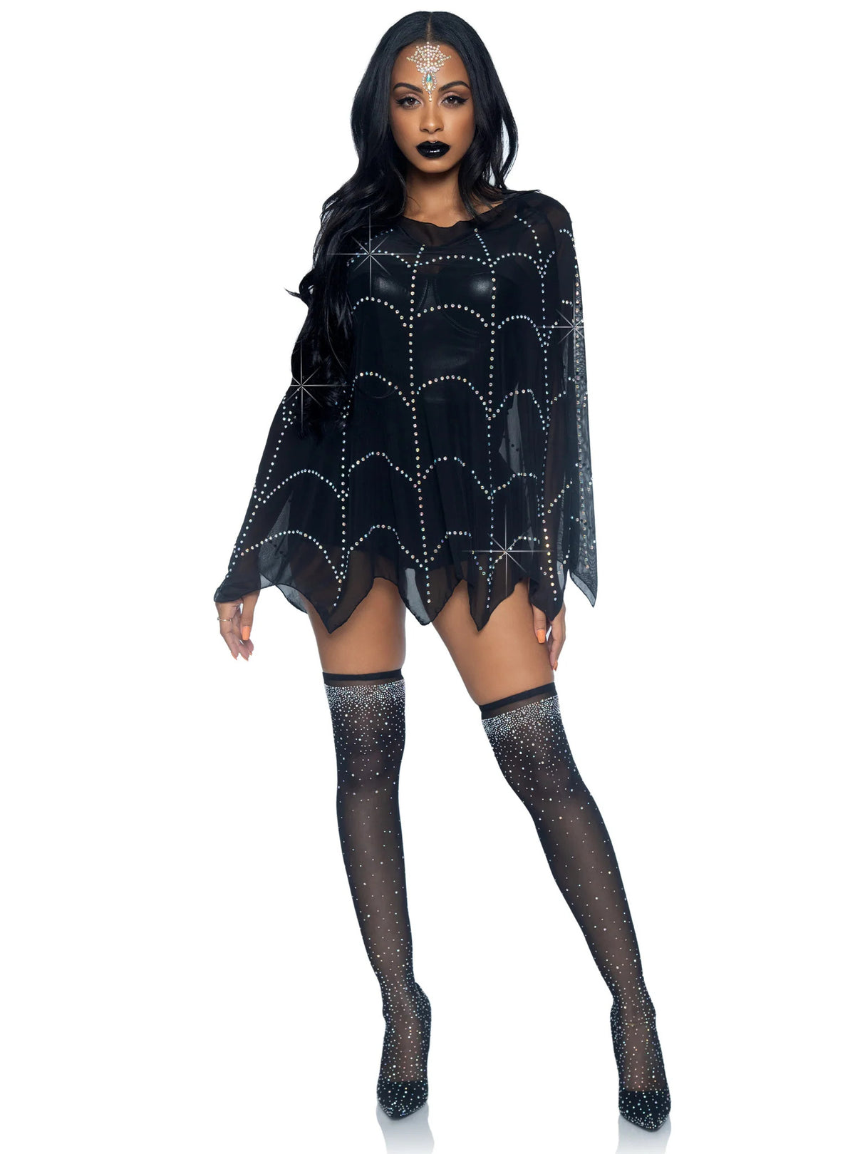 Leg Avenue - Spider Web Rhinestone Costume Poncho - Boutique Séduction