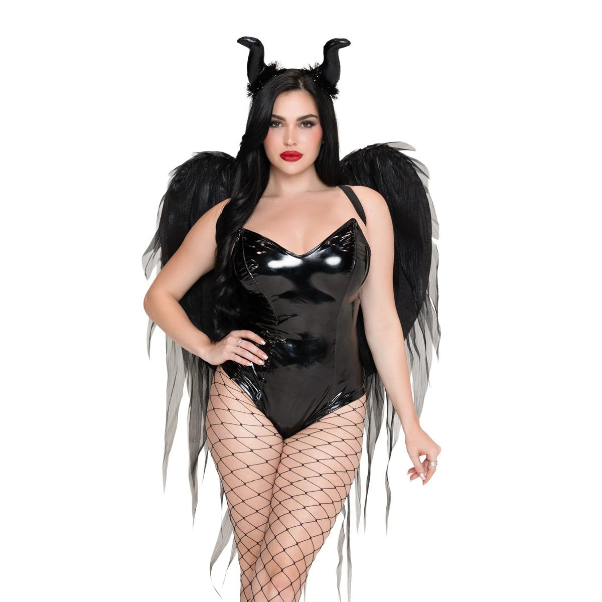 Dark Enchantress Chiffon Wings and Horn Headband