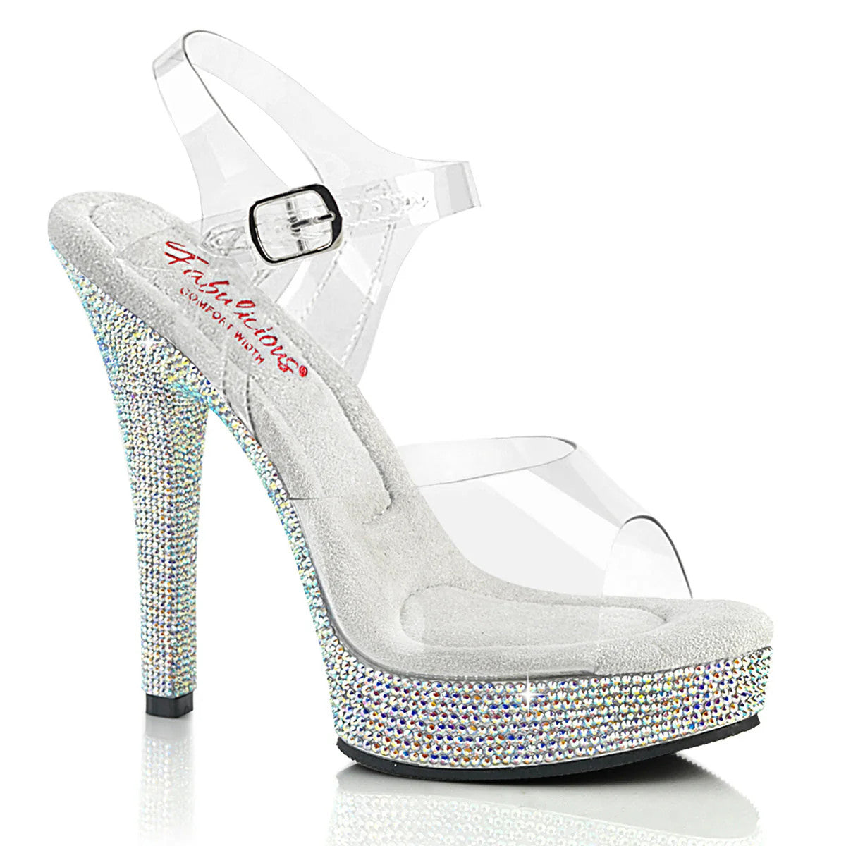 Rhinestones Ankle Strap Sandal 5" Heel Pleaser Shoes - Boutique Séduction