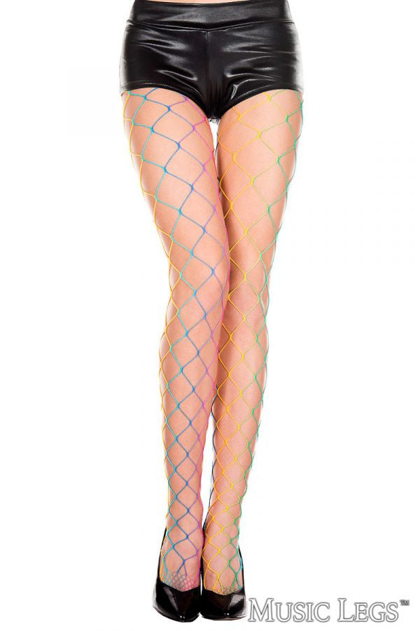 Music Legs - Rainbow Fence Net Pantyhose - Boutique Séduction