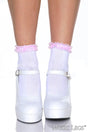 Music Legs - Ruffle Trim Cotton Ankle Hi - Boutique Séduction