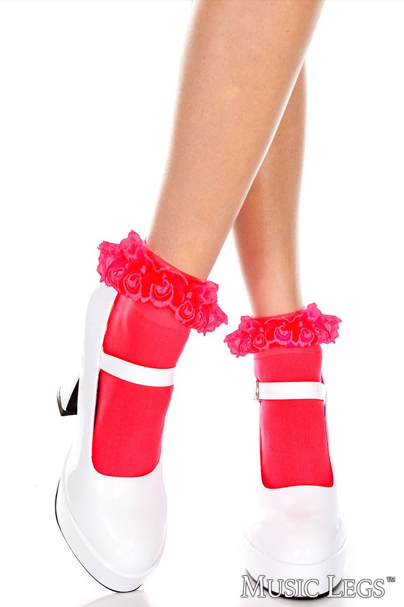 Ruffle Opaque Ankle Hi Music Legs - Boutique Séduction
