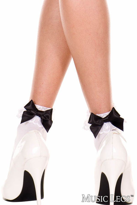 Music Legs - Ruffle Bow Ankle Hi - Boutique Séduction