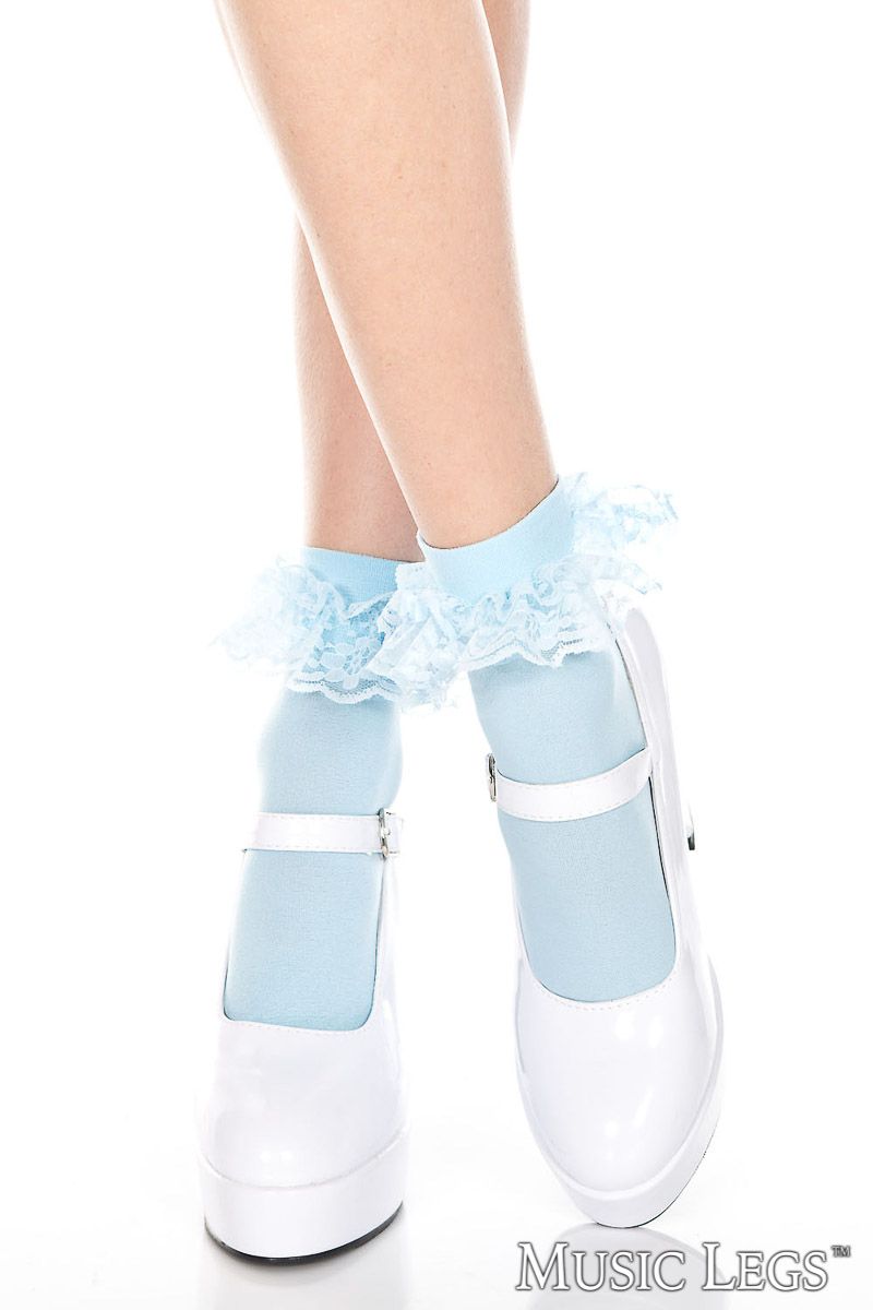 Music Legs - Opaque Ankle Hi With Ruffles - Boutique Séduction