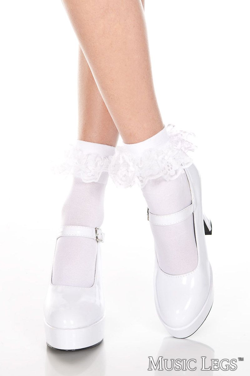 Music Legs - Opaque Ankle Hi With Ruffles - Boutique Séduction