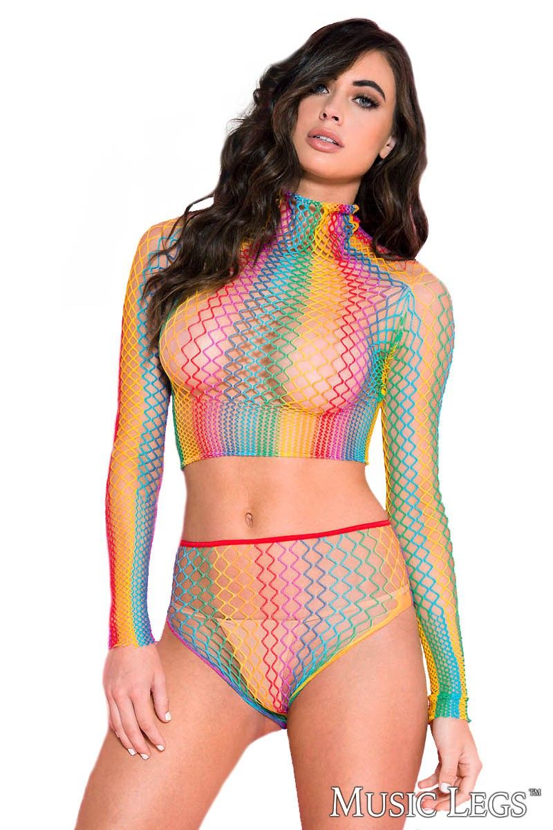 Music Legs - 2pc Rainbow Net Set - Boutique Séduction