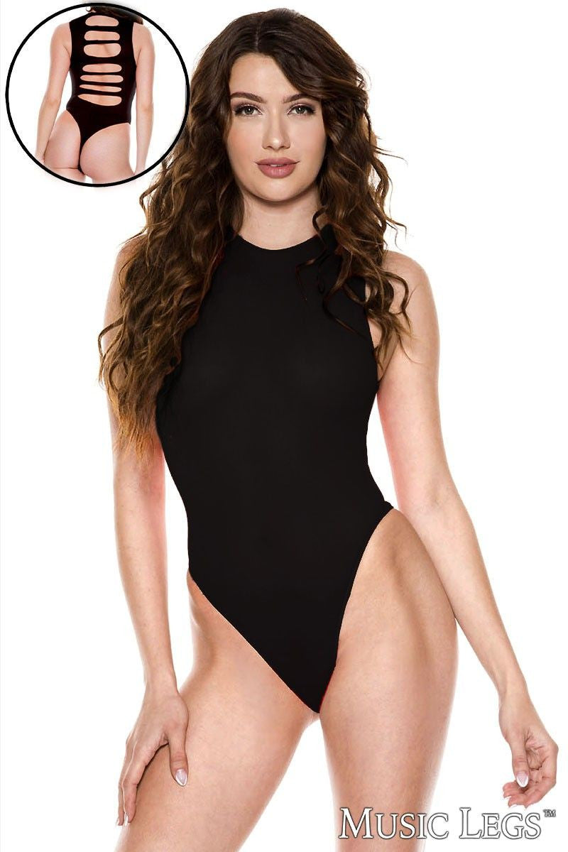 Cut-Out Back Opaque Teddy Music Legs - Boutique Séduction