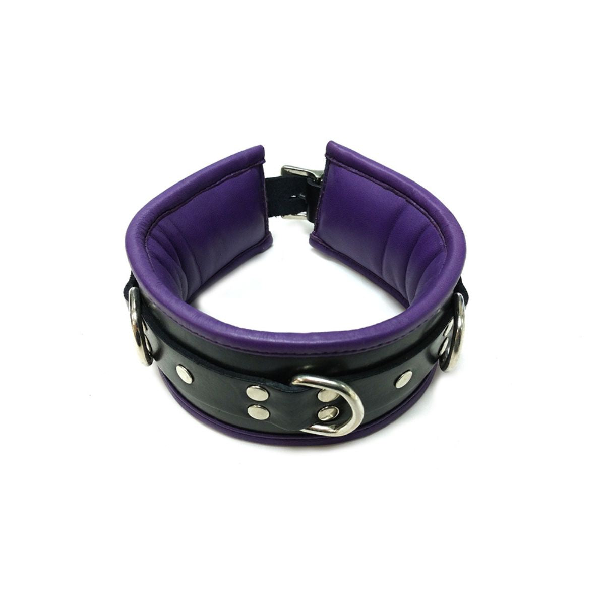 Rouge - Leather 3 D-Ring Padded Collar - Boutique Séduction