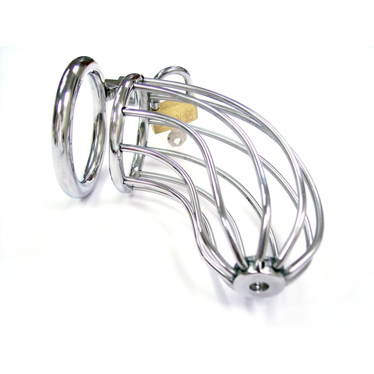Rouge - Stainless Steel Chastity Cock Cage with Padlock - Boutique Séduction