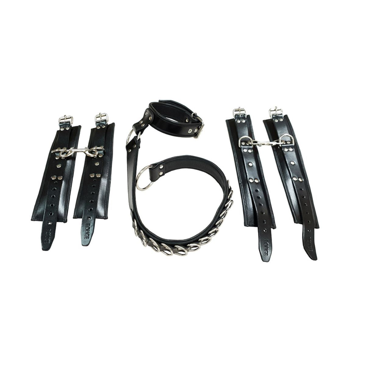 Rouge - Leather Hog-Tie with Padded Cuffs - Boutique Séduction