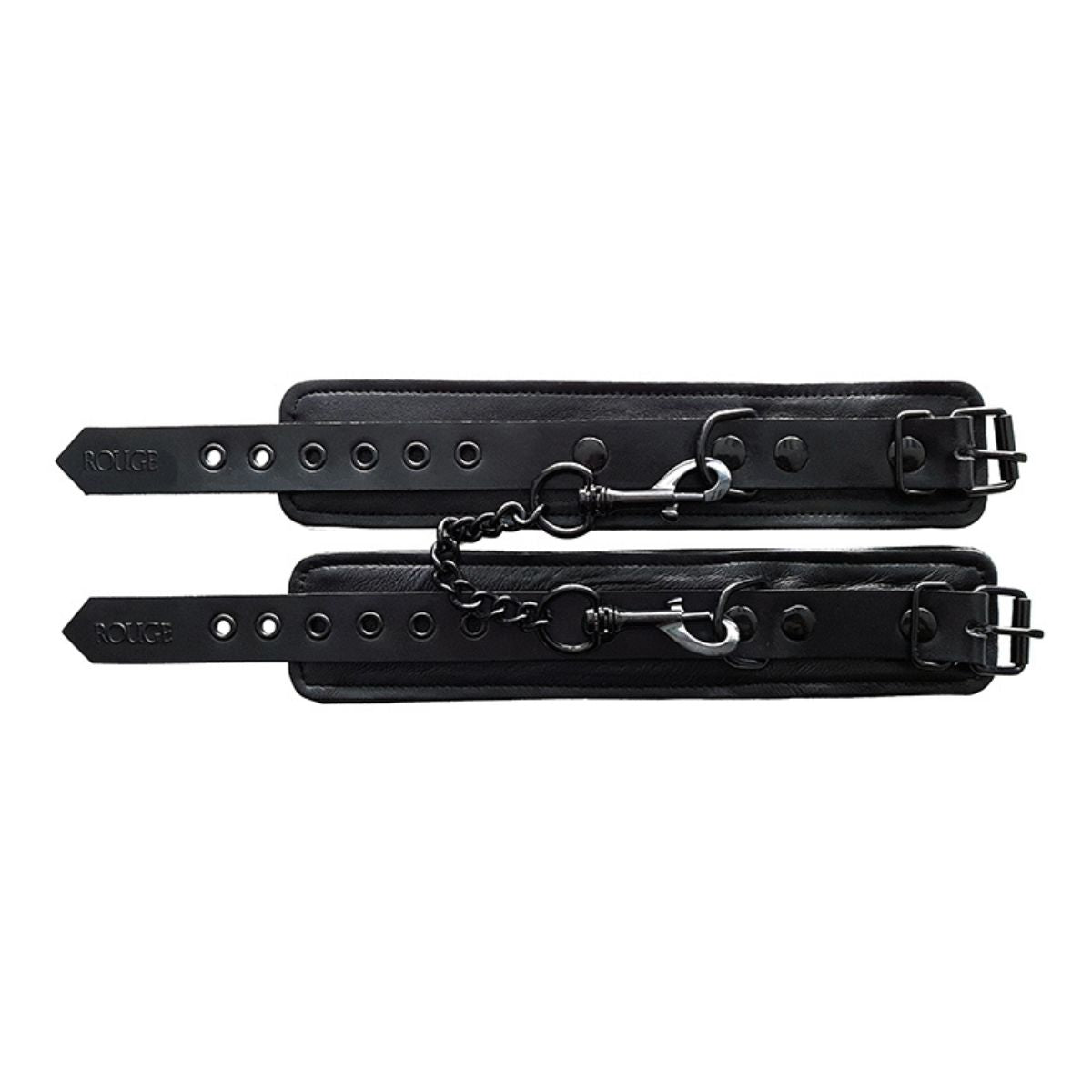 Rouge - Classic Leather Black Ankle Cuffs - Boutique Séduction