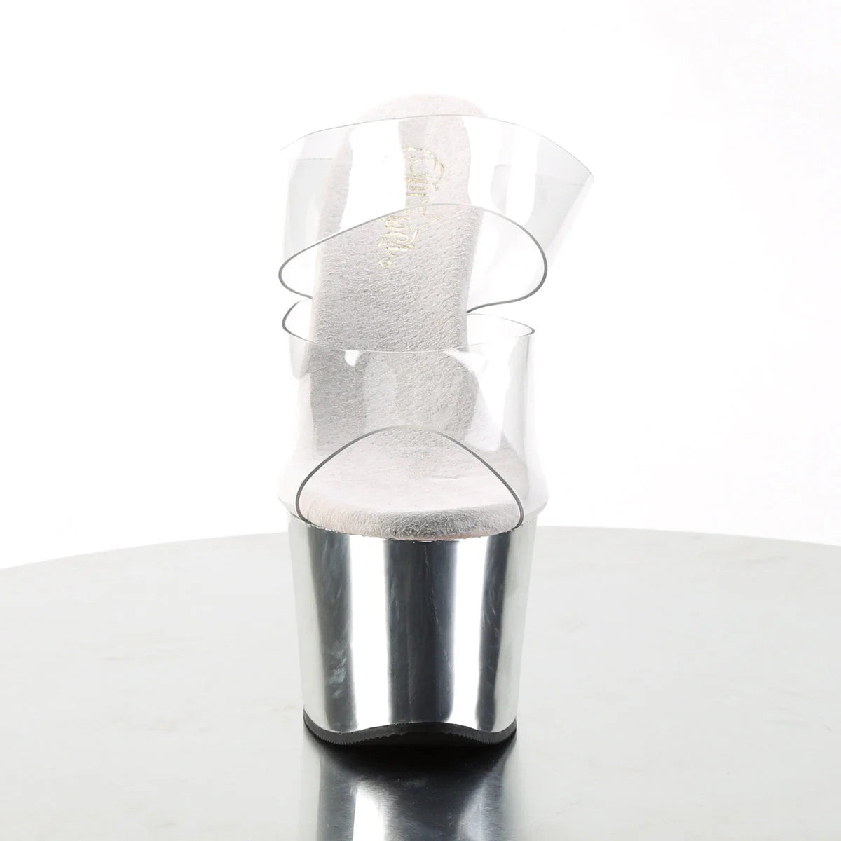 Clear Double Band Sandal 7" Heel Pleaser Shoes - Boutique Séduction