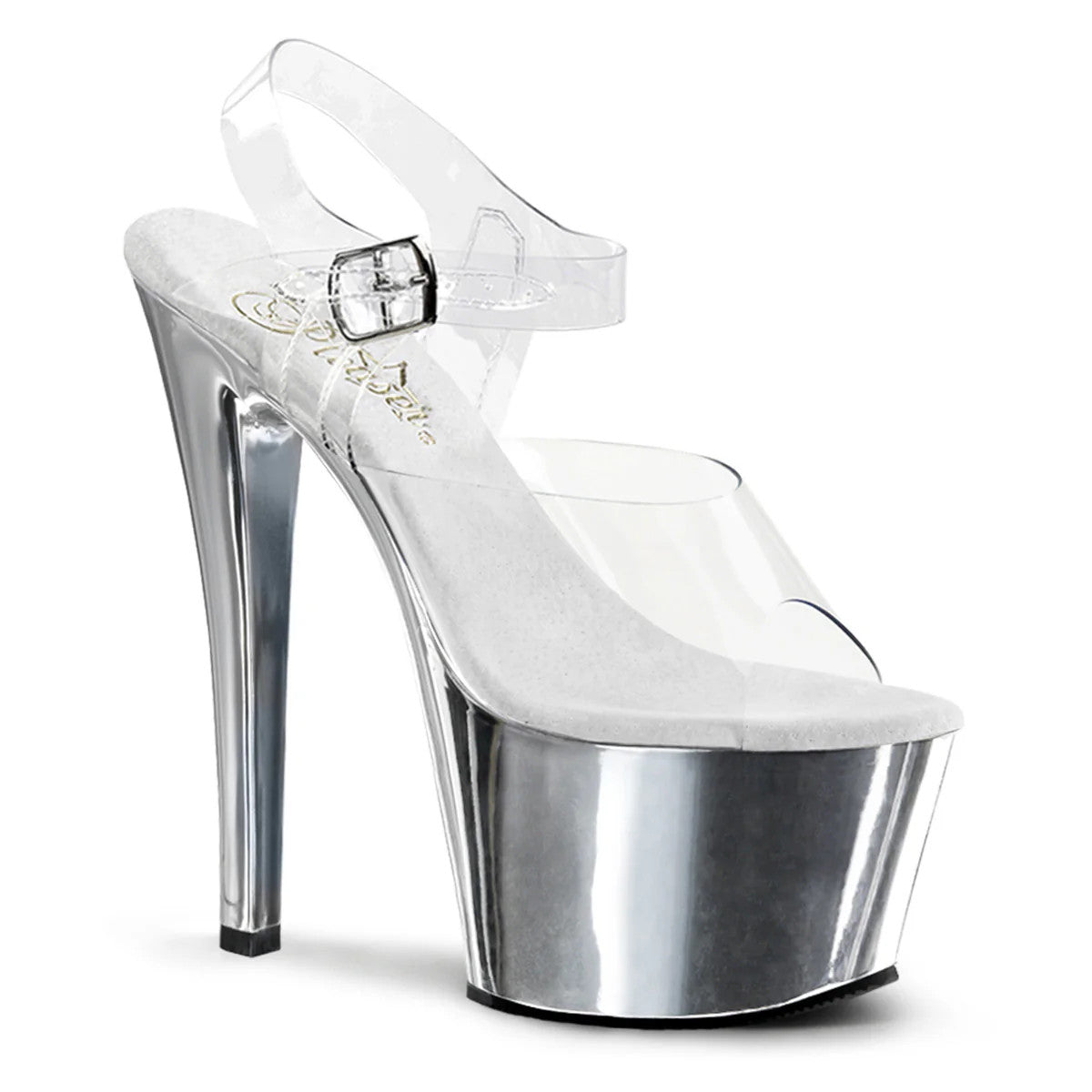 Pleaser Shoes - Chrome Ankle Strap Sandal 7" Heel - Boutique Séduction