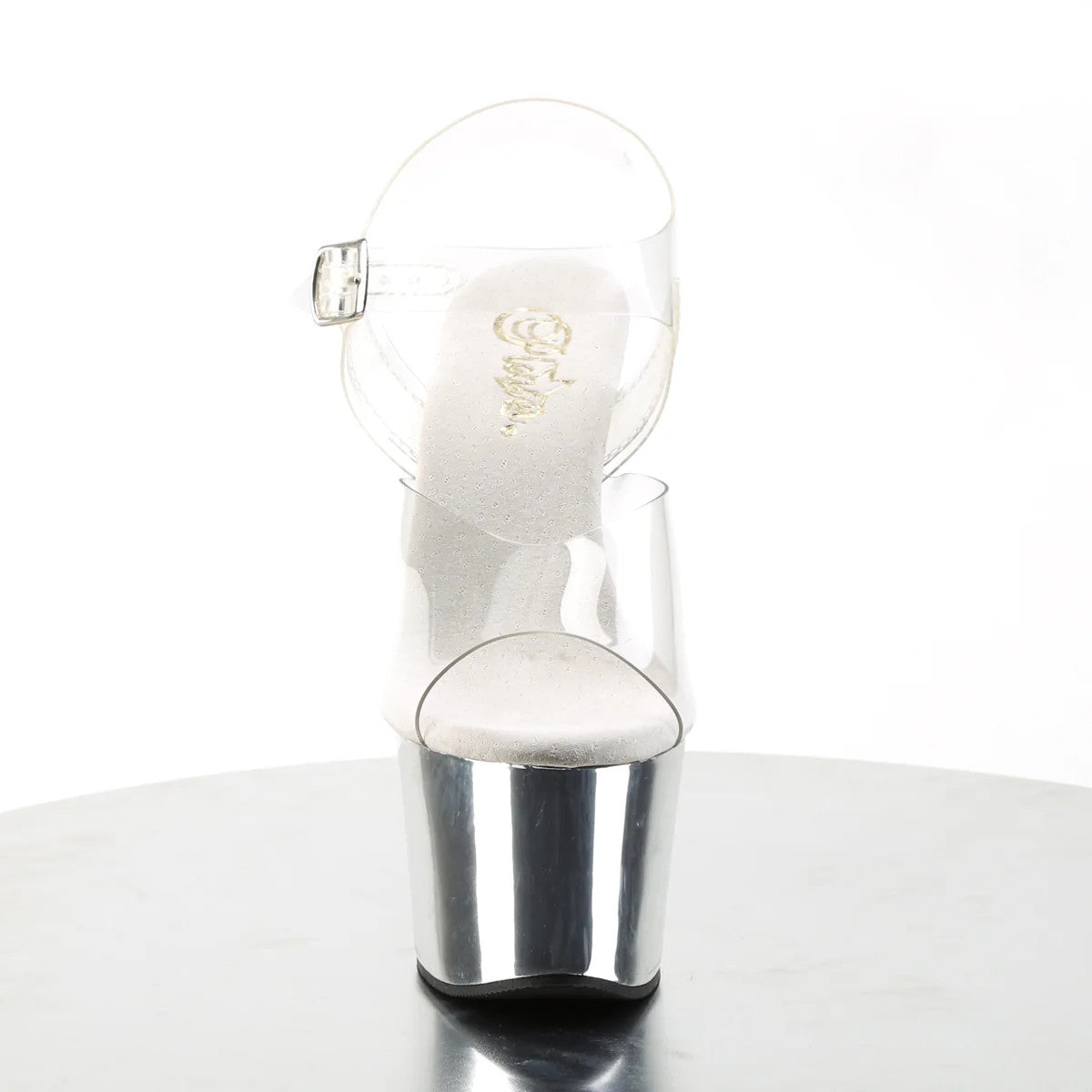 Pleaser Shoes - Chrome Ankle Strap Sandal 7" Heel - Boutique Séduction